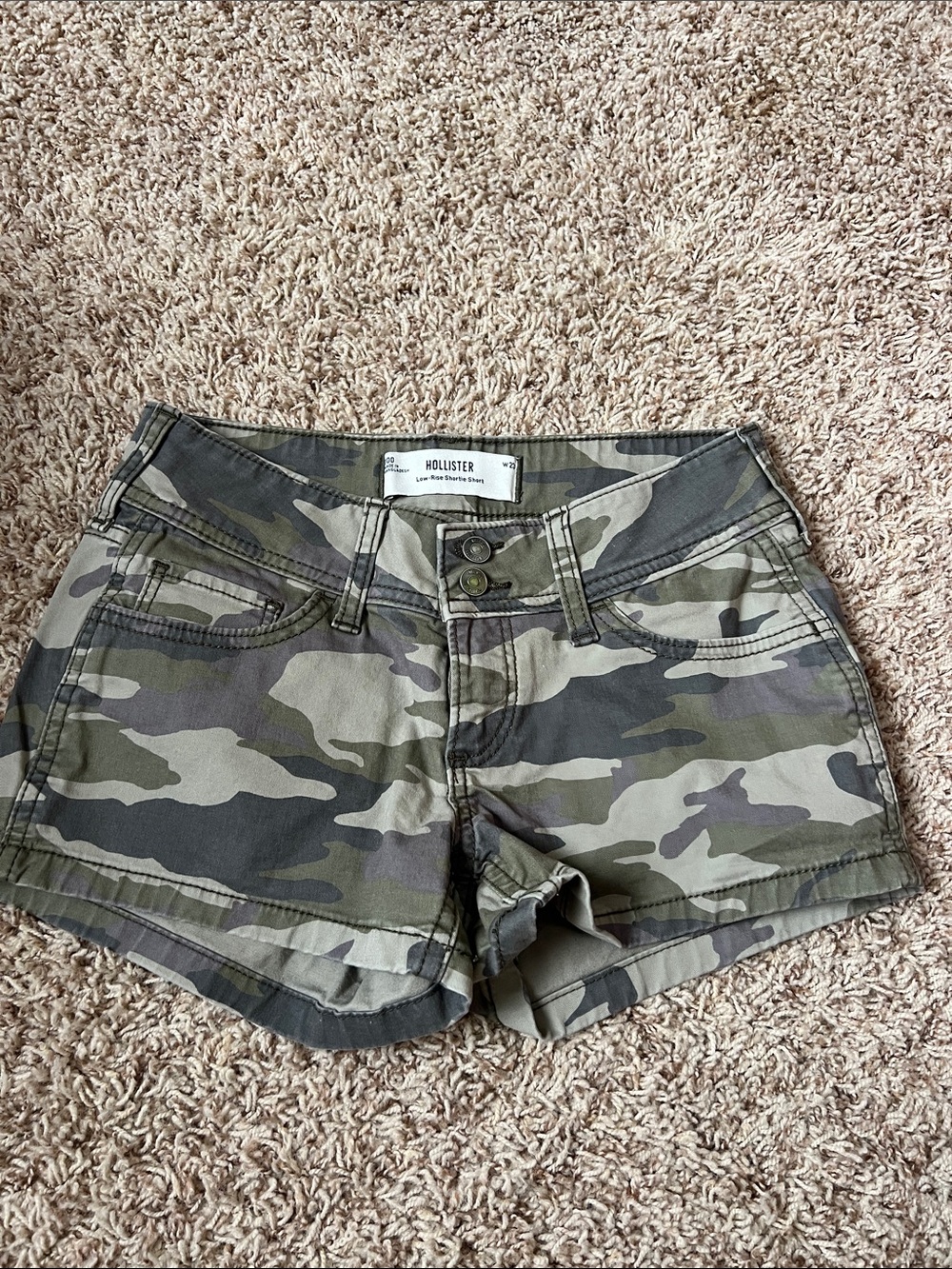 Hollister Women's Camo Cutoff Jean Shorts - Olive Green